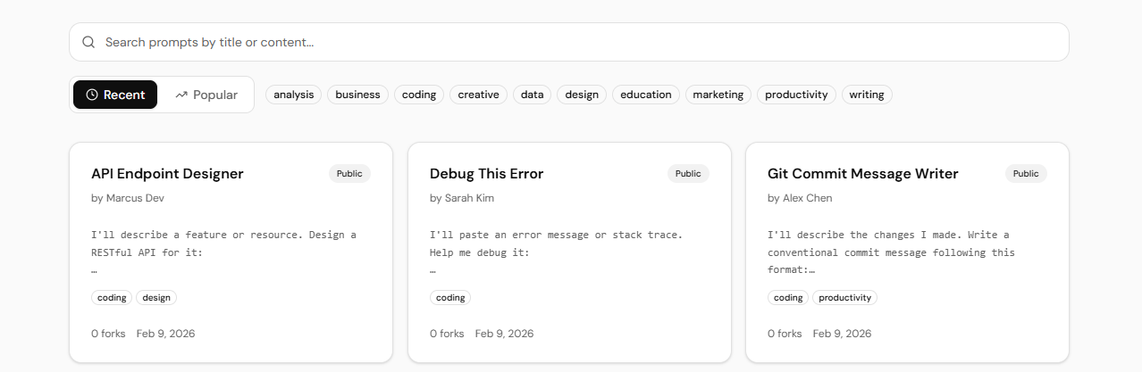 PromptPool dashboard
